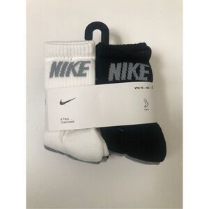 Nike Boys Cushioned Crew Socks 6 Pack (Grey/White/Black) size 7C-10C